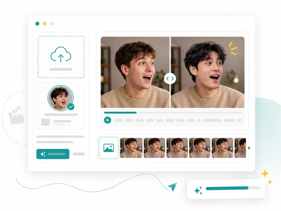GIF face swap workflow guide card for reactions, memes, and teams